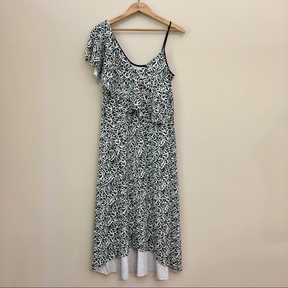 CLUB MONACO Asymmetrical Ribbed Pattern High Low Maxi Dress Women’s Size 10 - Picture 10 of 14